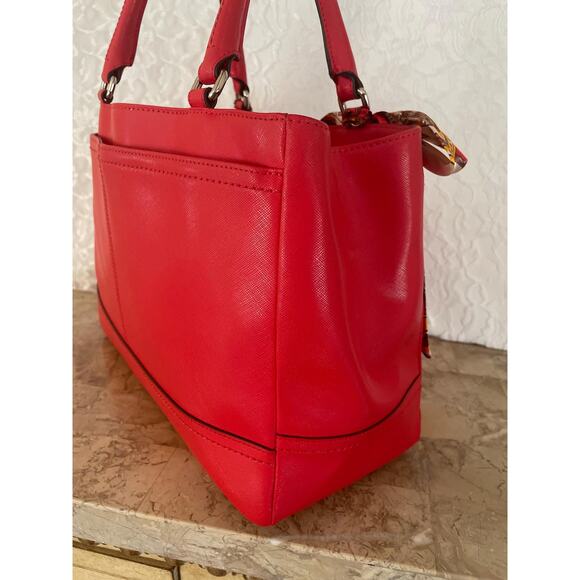 Coach Park Fired red Carryall Satchel F1582 Saffiano Leather - Picture 4 of 10